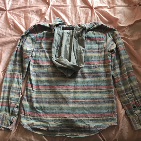 PACSUN Button Down Shirt With Hoodie Men’s Medium - Picture 2 of 3